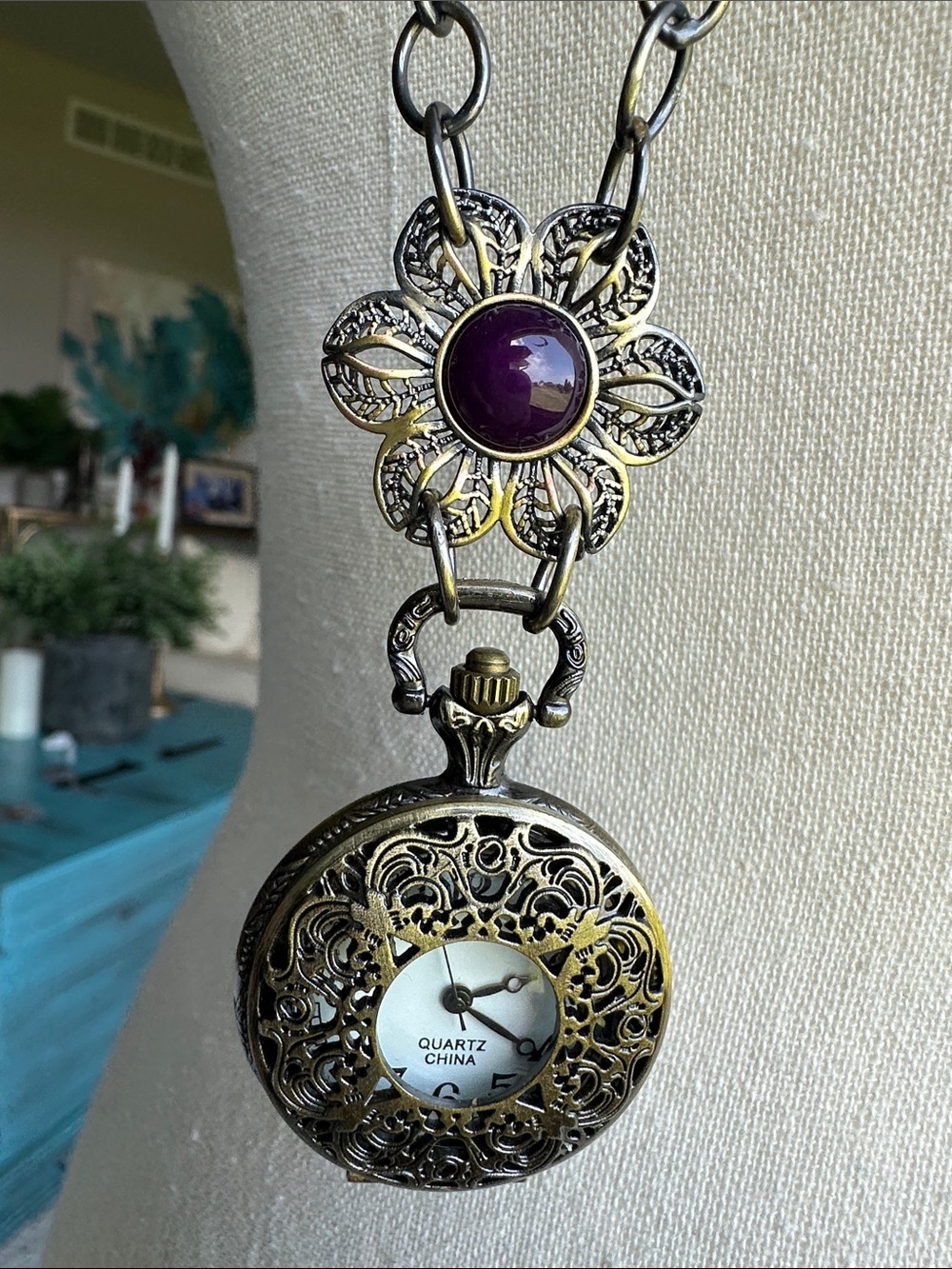 Sweet Romance Shelley Cooper Vintage Steampunk Pocket Watch Necklace